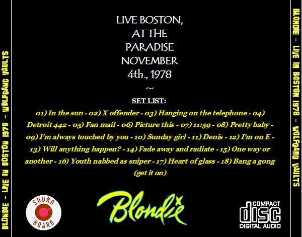 Blondie [1978.11.04] Paradise Rock Club (Wolfgang's Vaults) - Back Cover.JPG
