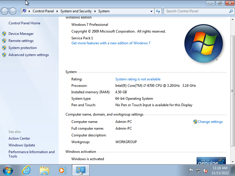 Windows 7 Professional SP1 Multilingual Preactivated November 2023 Cghc