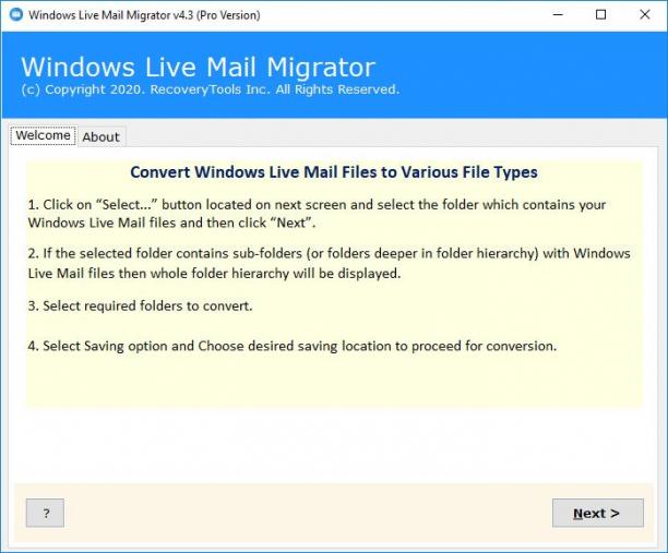 RecoveryTools Windows Live Mail Migrator SCREEN.jpg