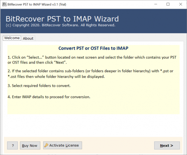 BitRecover PST to IMAP Migration Wizard screen.png