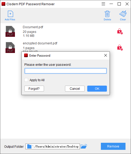 Cisdem PDF Password Remover screen.png