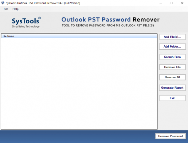 SysTools Outlook PST Password Remover screen.PNG