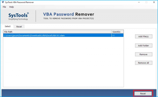 SysTools VBA Password Remover screen.png