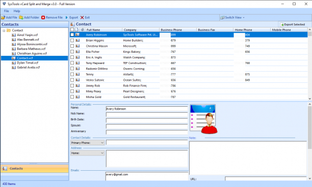 SysTools vCard Split and Merge sc.png