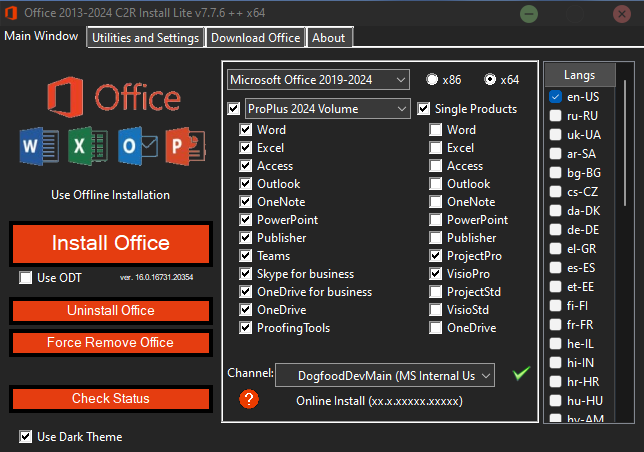 Office 2013-2024 C2R Install / Install Lite 7.7.7.3 WLqc